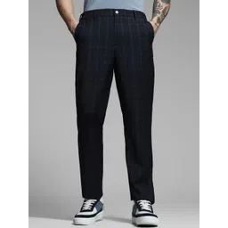 Jack & Jones Men Checked Slim Fit Chinos Trousers-picture-39