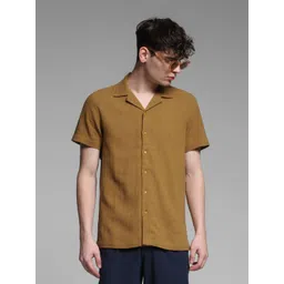 Jack & Jones Men Cuban Collar Textured Cotton Casual Shirt-picture-21