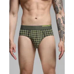 Jack & Jones Men Dark Green Regular Checks Brief-picture-25