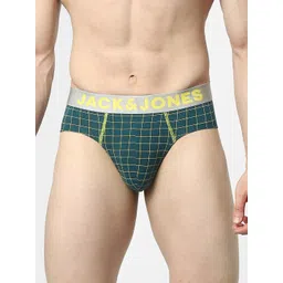 Jack & Jones Men Green Checked Basic Briefs-picture-17