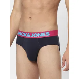Jack & Jones Men Navy Blue Solid Cotton Basic Briefs 116794203 image 3