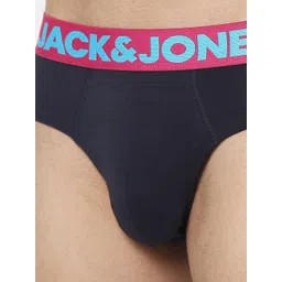 Jack & Jones Men Navy Blue Solid Cotton Basic Briefs 116794203 image 2