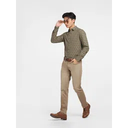 Jack & Jones Men Olive Green Slim Fit Printed Cotton Casual Shirt-picture-28