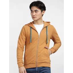 Jack & Jones Men Orange Hooded Solid Sweatshirt-picture-31