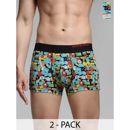 Jack & Jones Men Pack Of 2 Abstract Printed Cotton Breathability Trunks 9013167001-picture-20