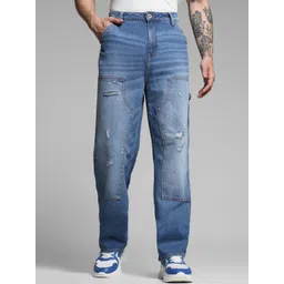 Jack & Jones Men Relaxed Fit Low-Rise Mildly Distressed Light Fade Jeans-picture-16
