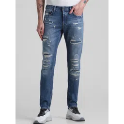 Jack & Jones Men Slim Fit Low-Rise Highly Distressed Light Fade Jeans-picture-30