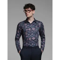 Jack & Jones Men Spread Collar Floral Printed Cotton Canvas Slim Fit Formal Shirt-picture-26