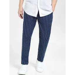 Jack & Jones Men Striped Cotton Trousers-picture-35