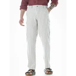 Jack & Jones Men Striped Relaxed Fit Mid-Rise Trouser-picture-20
