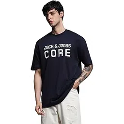 jack & jones Men's Cotton Letter Print Oversized Fit T-Shirt-picture-29