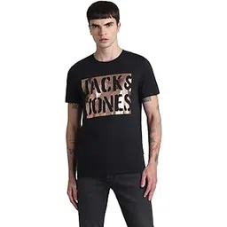 jack & jones Men's Typography Printed Round Neck Short Sleeves Cotton Slim Fit Letter Print T-Shirt-picture-16