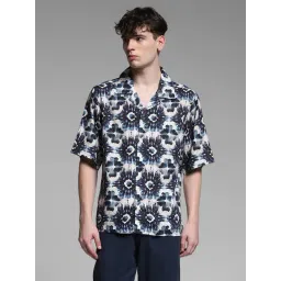 Jack & Jones Navy & White Loose Fit Printed Shirt-picture-40