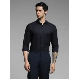 Jack & Jones Navy Cotton Slim Fit Printed Shirt-picture-41