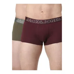 Jack & Jones Olive Night & Wine Regular Fit Trunks - Pack Of 2-picture-19