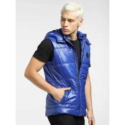 Jack & Jones Royal Blue Regular Fit Hooded Quilted Jacket-picture-19