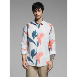Jack & Jones White Slim Fit Floral Print Shirt-picture-46