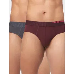 Jack & Jones Wine & Grey Regular fit Briefs-Pack of Two-picture-45