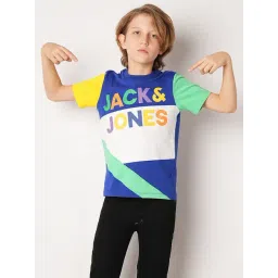Jack & Jones Junior Blue & White Color Block T-Shirt-picture-12