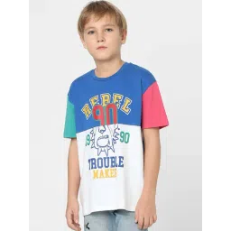 Jack & Jones Junior Blue & White Cotton Printed T-Shirt-picture-26