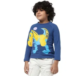 Jack & Jones Junior Blue & Yellow Cotton Printed Full Sleeves T-Shirt-picture-14