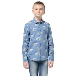 Jack & Jones Junior Blue Cotton Printed Full Sleeves Shirt-picture-17