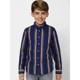 Jack & Jones Junior Boys Bering Sea Blue Cotton Striped Full Sleeves Shirt-picture-27