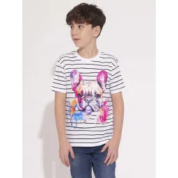 Jack & Jones Junior Boys Bright White & Black Cotton Printed T-Shirt-picture-25