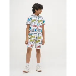 Jack & Jones Junior Boys Bright White Cotton Typographic Regular Fit Shorts-picture-26