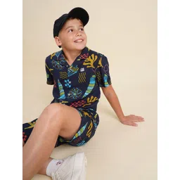 Jack & Jones Junior Boys Cuban Collar Abstract Printed Casual Shirt-picture-26