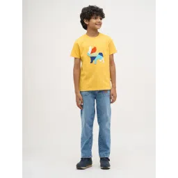Jack & Jones Junior Boys Daffodil Cotton Embroidererd Regular Fit T-Shirt-picture-48