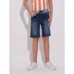 Jack & Jones Junior Boys Dark Blue Solid Denim Shorts-picture-39