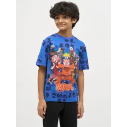 Jack & Jones Junior Boys Dazzling Blue Cotton Printed T-Shirt-picture-35