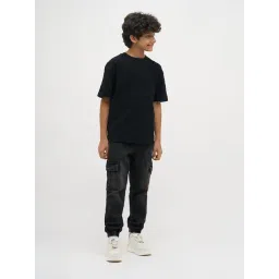 Jack & Jones Junior Boys Jet Black Cotton Abstract Print Oversized Fit T-Shirt-picture-24