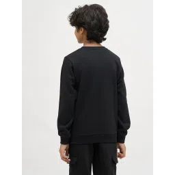 Jack & Jones Junior Boys Jet Black Cotton Embellished Sweatshirt image 2