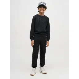 Jack & Jones Junior Boys Jet Black Cotton Embellished Sweatshirt image 5