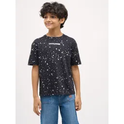 Jack & Jones Junior Boys Jet Black Cotton Regular Fit Printed T-Shirt-picture-19