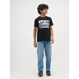 Jack & Jones Junior Boys Jet Black Cotton Typographic Regular Fit T-Shirt-picture-19