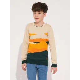 Jack & Jones Junior Boys Multicolor Cotton Self Full Sleeves Pullover Sweater-picture-10