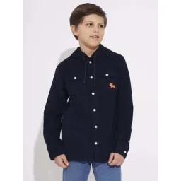 Jack & Jones Junior Boys Naval Academy Cotton Solid Full Sleeves Hooded Shirt-picture-11