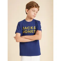 Jack & Jones Junior Boys Navy Blue Typographic Regular Fit T-Shirt-picture-15