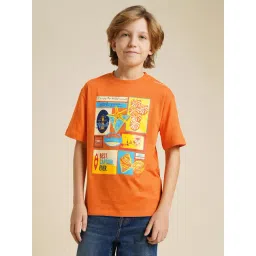 Jack & Jones Junior Boys Orange Printed Cotton T-shirt-picture-14