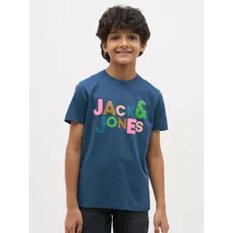 Jack & Jones Junior Boys Typography Printed Drop-Shoulder Sleeves Pure Cotton T-shirt-picture-12