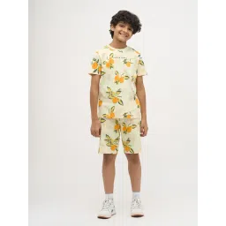 Jack & Jones Junior Boys Vanilla Cotton Abstract Print Regular Fit Shorts-picture-32