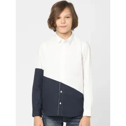 Jack & Jones Junior Boys White & Grey Cotton Color Block Full Sleeves Shirt-picture-40