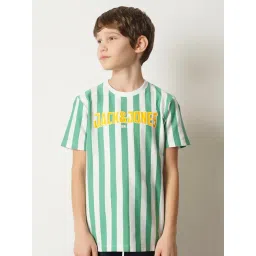 Jack & Jones Junior Green & White Striped T-Shirt-picture-21