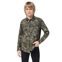 Jack & Jones Junior Green Cotton Camouflage Full Sleeves Shirt-picture-22