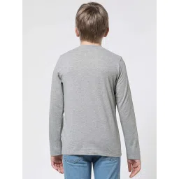 Jack & Jones Junior Grey Cotton Embroidered Full Sleeves T-Shirt image 4