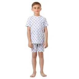 Jack & Jones Junior Half Sleeves T-Shirt & Shorts Set Printed - White-picture-12