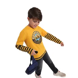 Jack & Jones Junior Kids Yellow Cotton Graphic T-Shirt-picture-24